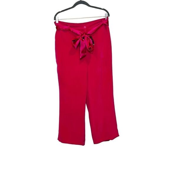 Diane Von Furstenberg silk assets hot pink silk crop pants with sash tie belt si - Picture 1 of 16